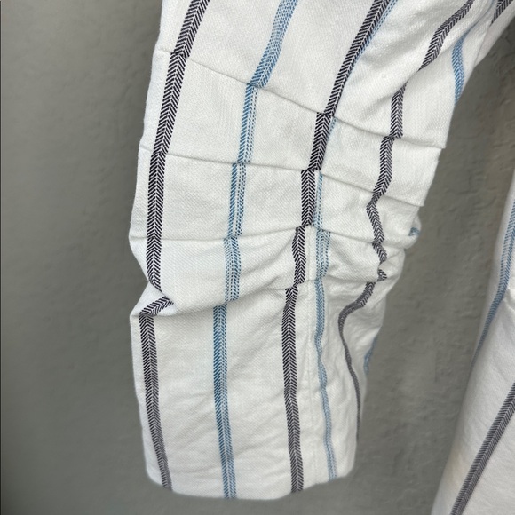 Talbots Women's Cinched Cuff Blazer White Black Stripe Cotton Size 16 - Picture 5 of 16